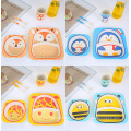 Kids Dinnerware Bamboo Fiber Baby Feeding Tableware Set, Bamboo Plate Set For Kids